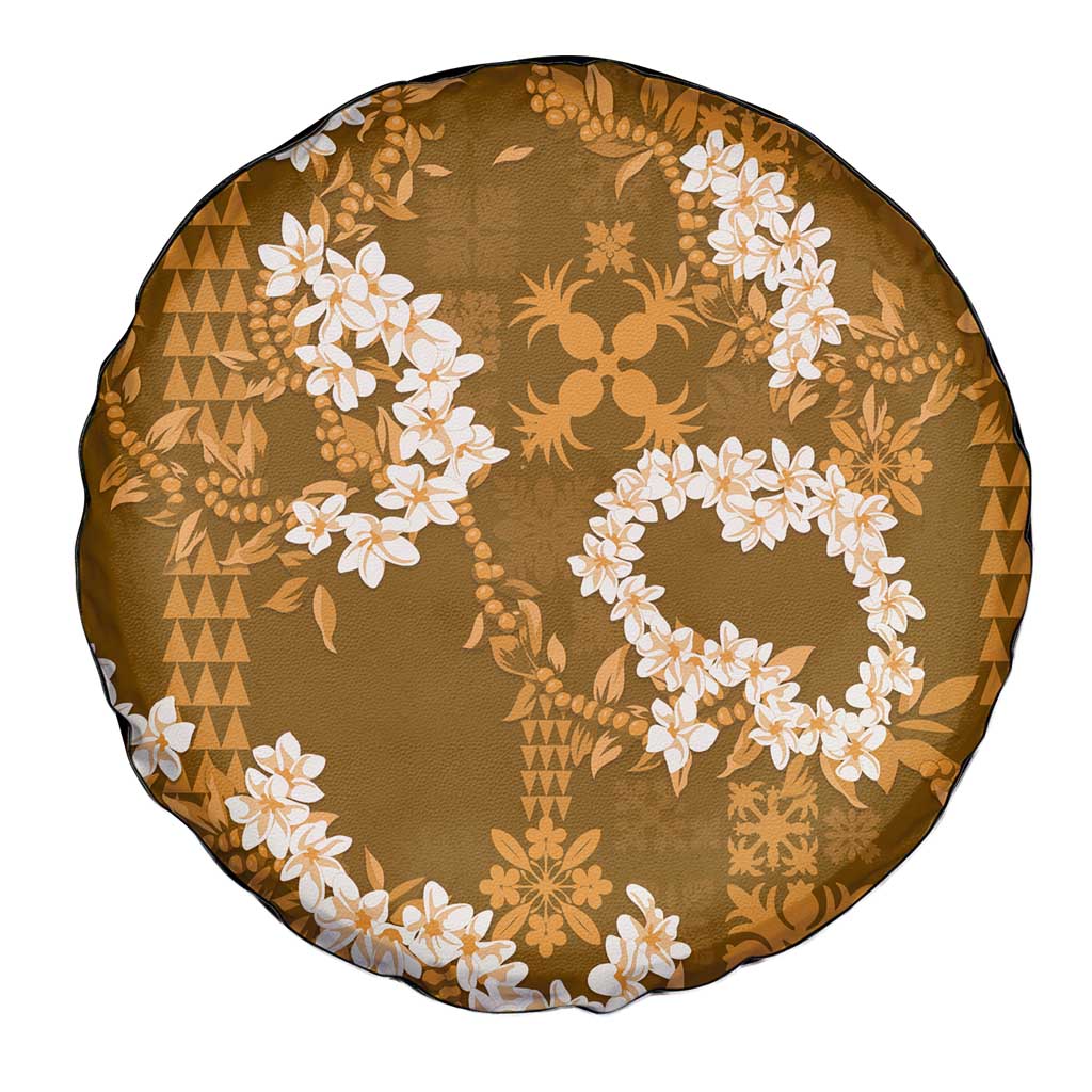 Mokihana Maile and Ilima Leis Spare Tire Cover Alani Hawaiian Tapa Quilt Pattern - Polynesian Pride