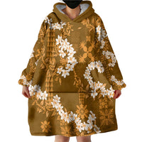 Mokihana Maile and Ilima Leis Wearable Blanket Hoodie Alani Hawaiian Tapa Quilt Pattern - Polynesian Pride