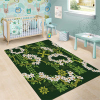 Mokihana Maile and Ilima Leis Area Rug Omaʻomaʻo Hawaiian Tapa Quilt Pattern - Polynesian Pride