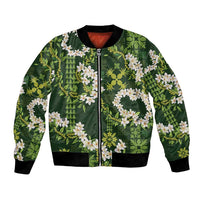 Mokihana Maile and Ilima Leis Bomber Jacket Omaʻomaʻo Hawaiian Tapa Quilt Pattern - Polynesian Pride