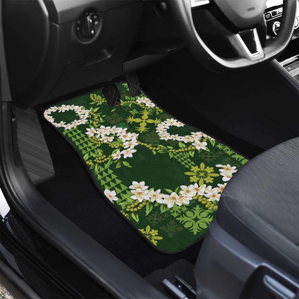 Mokihana Maile and Ilima Leis Car Mats Omaʻomaʻo Hawaiian Tapa Quilt Pattern - Polynesian Pride