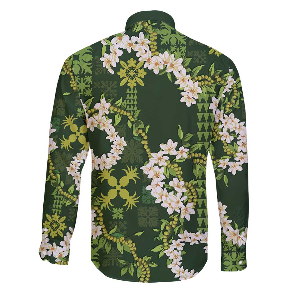 Mokihana Maile and Ilima Leis Family Matching Off Shoulder Maxi Dress and Hawaiian Shirt Omaʻomaʻo Hawaiian Tapa Quilt Pattern - Polynesian Pride