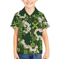 Mokihana Maile and Ilima Leis Family Matching Puletasi and Hawaiian Shirt Omaʻomaʻo Hawaiian Tapa Quilt Pattern - Polynesian Pride