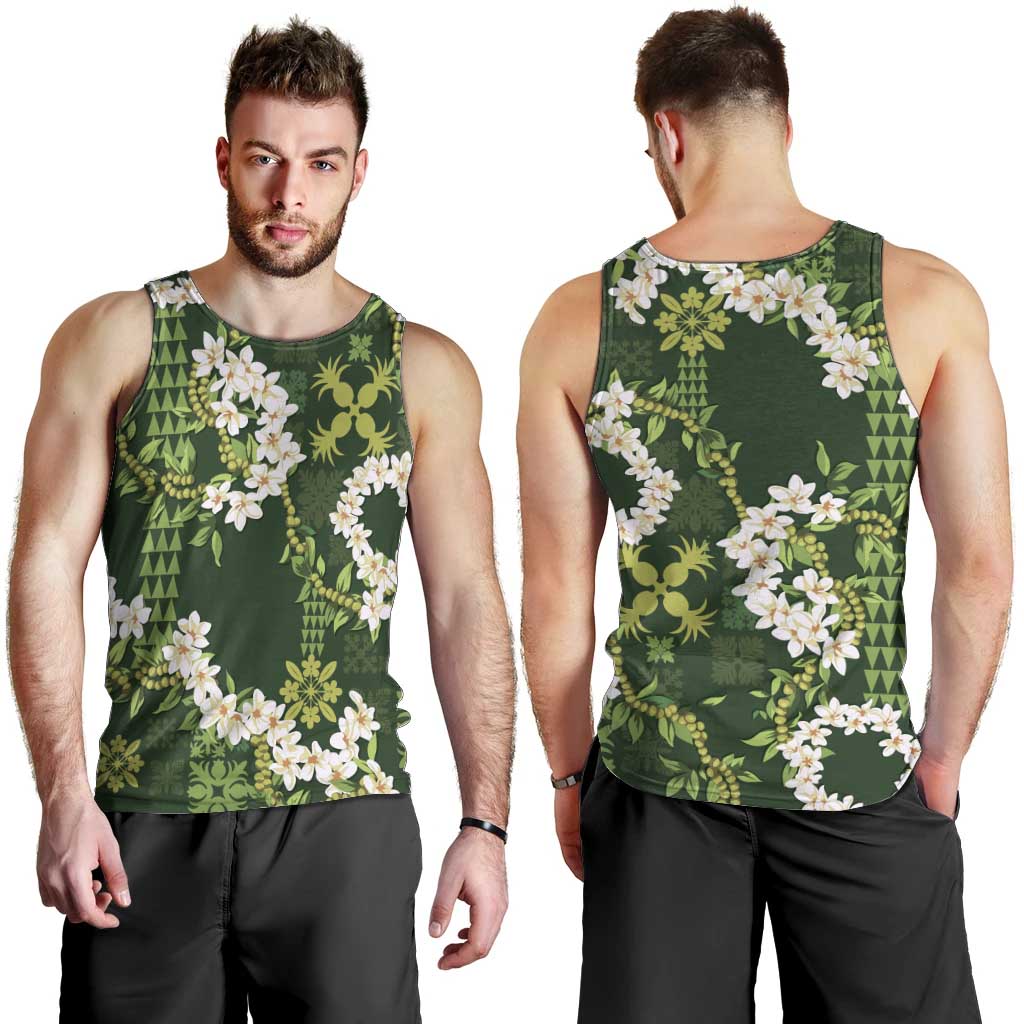 Mokihana Maile and Ilima Leis Men Tank Top Omaʻomaʻo Hawaiian Tapa Quilt Pattern - Polynesian Pride