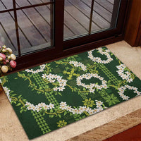 Mokihana Maile and Ilima Leis Rubber Doormat Omaʻomaʻo Hawaiian Tapa Quilt Pattern - Polynesian Pride