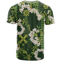 Mokihana Maile and Ilima Leis T Shirt Omaʻomaʻo Hawaiian Tapa Quilt Pattern - Polynesian Pride
