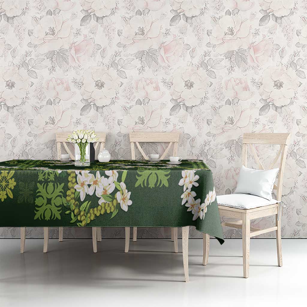 Mokihana Maile and Ilima Leis Tablecloth Omaʻomaʻo Hawaiian Tapa Quilt Pattern - Polynesian Pride