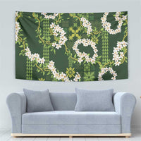 Mokihana Maile and Ilima Leis Tapestry Omaʻomaʻo Hawaiian Tapa Quilt Pattern - Polynesian Pride