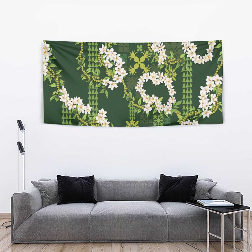 Mokihana Maile and Ilima Leis Tapestry Omaʻomaʻo Hawaiian Tapa Quilt Pattern - Polynesian Pride