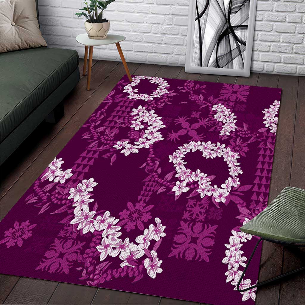 Mokihana Maile and Ilima Leis Area Rug Akala Hawaiian Tapa Quilt Pattern - Polynesian Pride