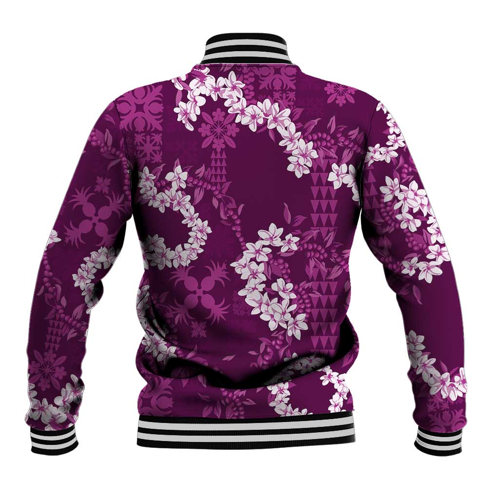 Mokihana Maile and Ilima Leis Baseball Jacket Akala Hawaiian Tapa Quilt Pattern - Polynesian Pride