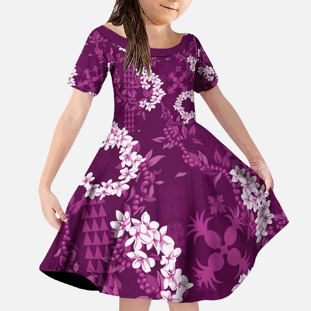 Mokihana Maile and Ilima Leis Family Matching Off Shoulder Maxi Dress and Hawaiian Shirt Akala Hawaiian Tapa Quilt Pattern - Polynesian Pride