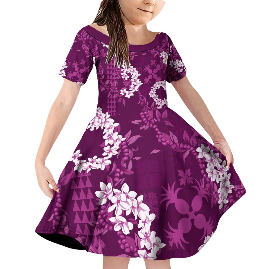 Mokihana Maile and Ilima Leis Family Matching Off Shoulder Short Dress and Hawaiian Shirt Akala Hawaiian Tapa Quilt Pattern - Polynesian Pride