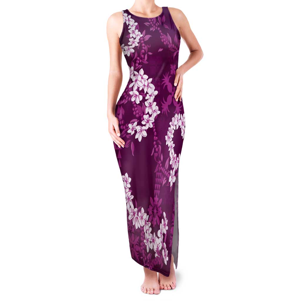 Mokihana Maile and Ilima Leis Family Matching Tank Maxi Dress and Hawaiian Shirt Akala Hawaiian Tapa Quilt Pattern - Polynesian Pride