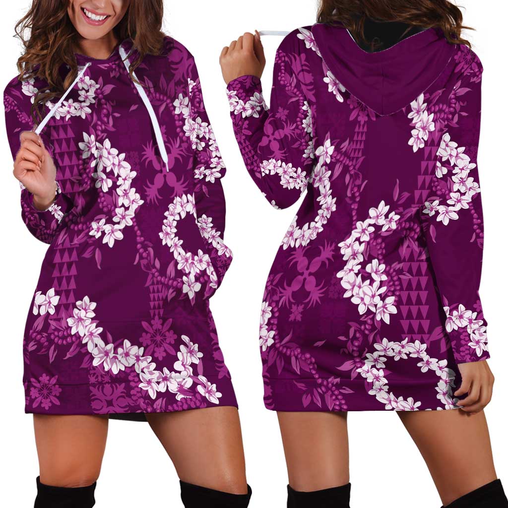 Mokihana Maile and Ilima Leis Hoodie Dress Akala Hawaiian Tapa Quilt Pattern - Polynesian Pride