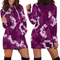 Mokihana Maile and Ilima Leis Hoodie Dress Akala Hawaiian Tapa Quilt Pattern - Polynesian Pride