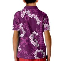 Mokihana Maile and Ilima Leis Kid Polo Shirt Akala Hawaiian Tapa Quilt Pattern - Polynesian Pride