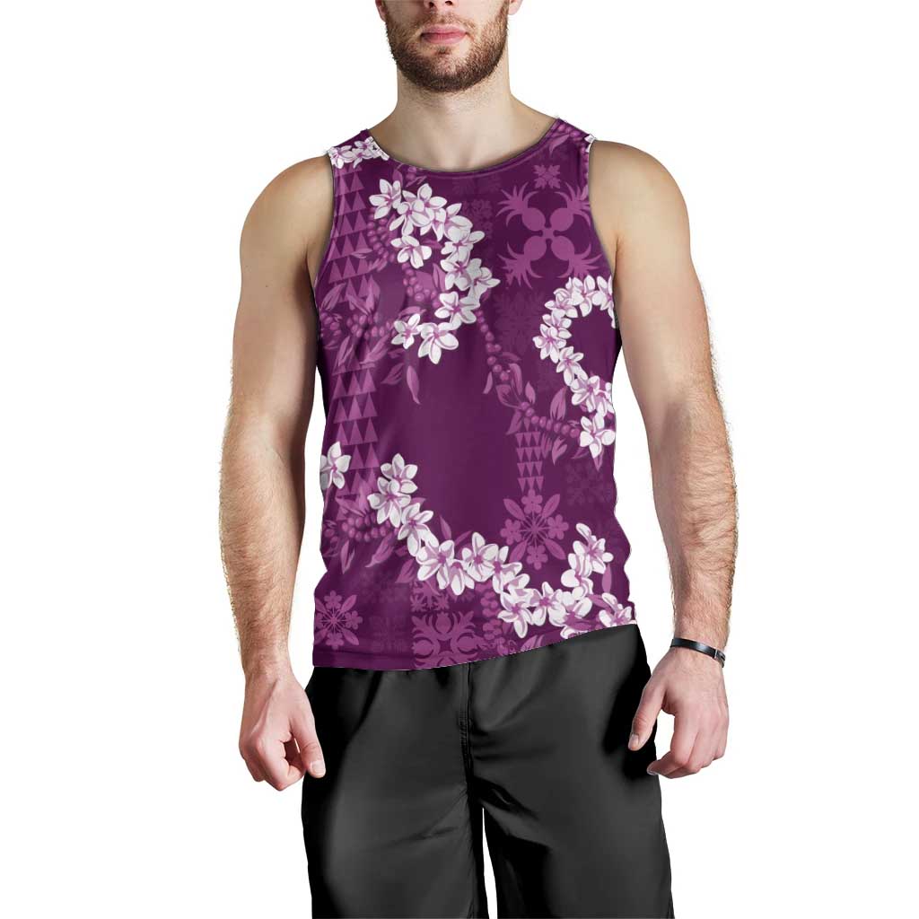 Mokihana Maile and Ilima Leis Men Tank Top Akala Hawaiian Tapa Quilt Pattern - Polynesian Pride