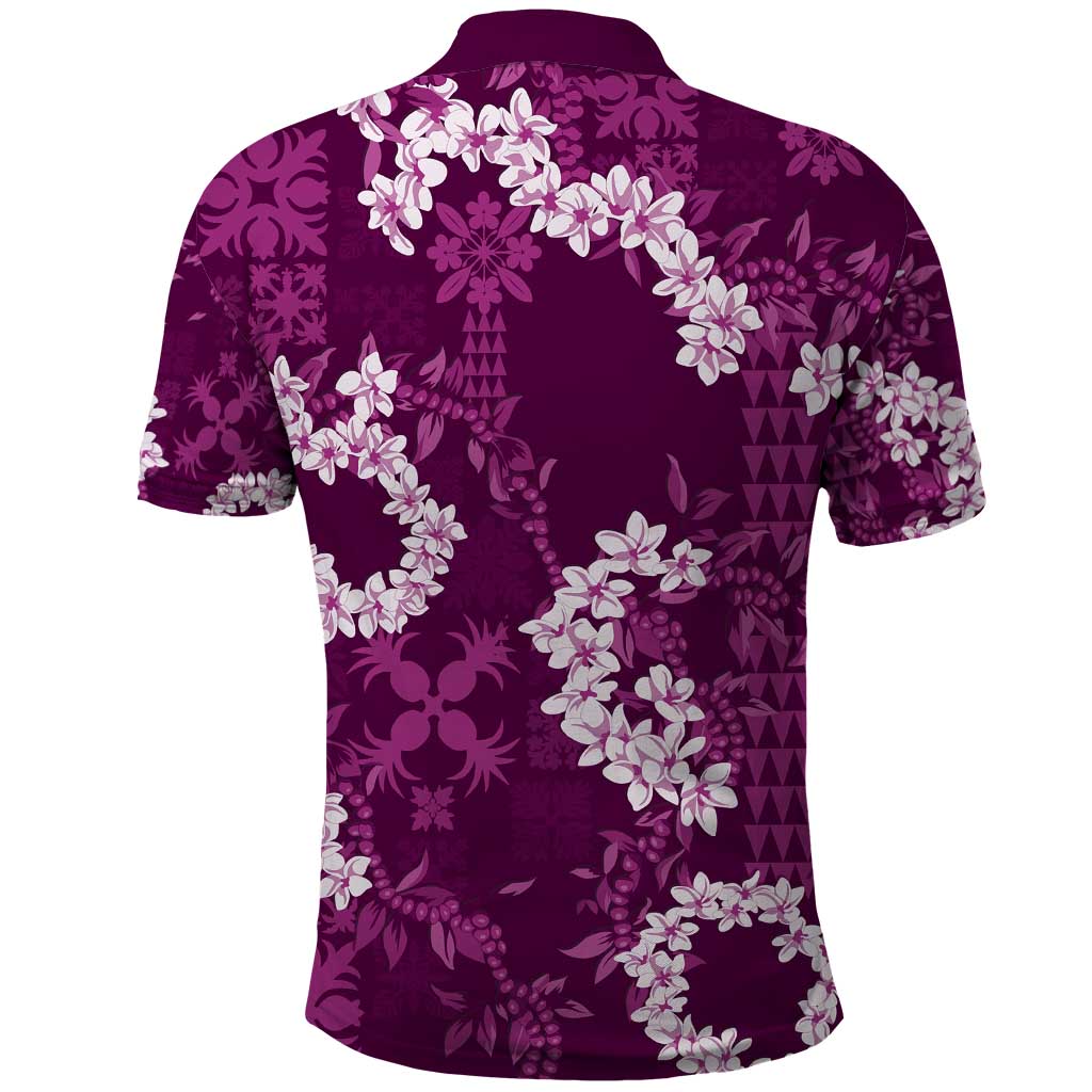 Mokihana Maile and Ilima Leis Polo Shirt Akala Hawaiian Tapa Quilt Pattern - Polynesian Pride
