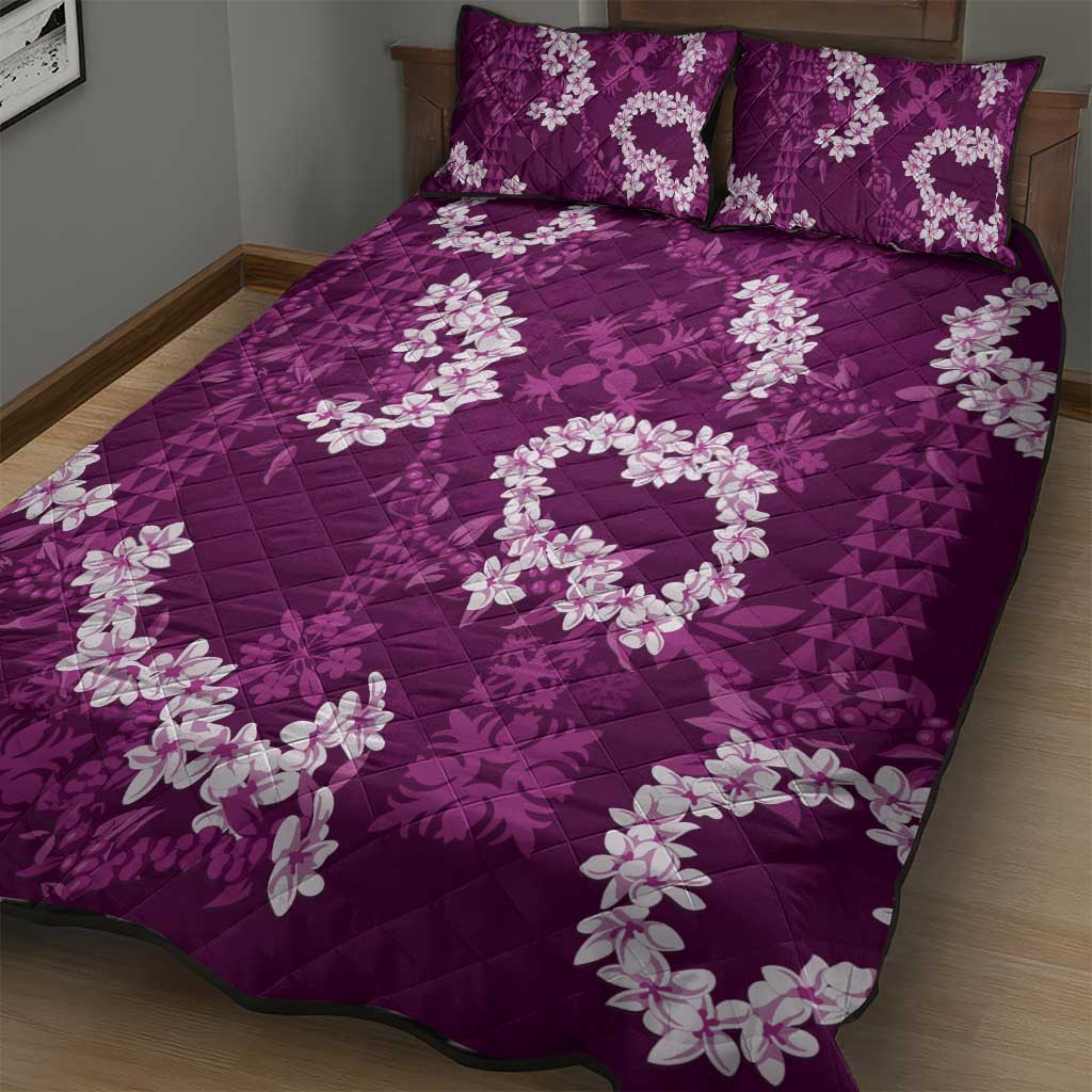 Mokihana Maile and Ilima Leis Quilt Bed Set Akala Hawaiian Tapa Quilt Pattern - Polynesian Pride
