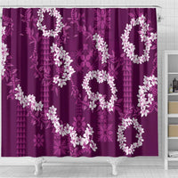 Mokihana Maile and Ilima Leis Shower Curtain Akala Hawaiian Tapa Quilt Pattern - Polynesian Pride