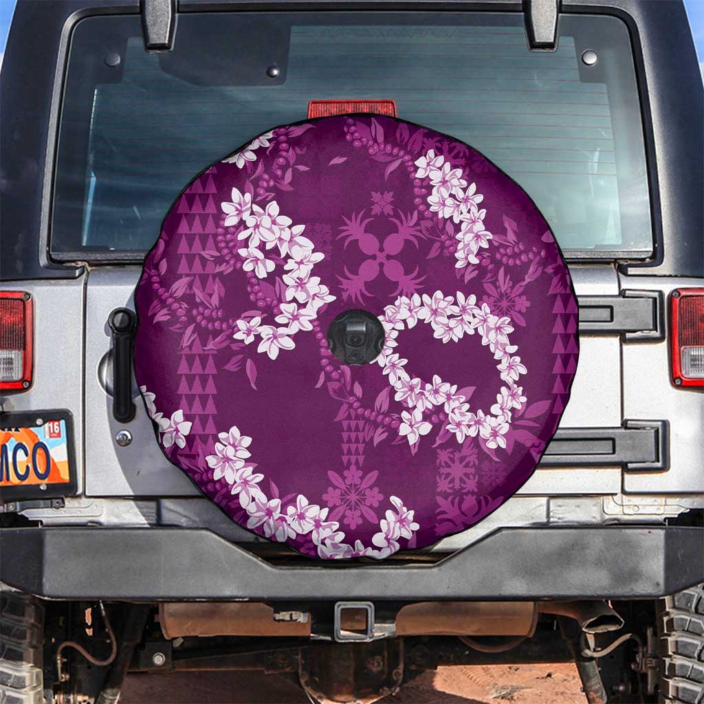 Mokihana Maile and Ilima Leis Spare Tire Cover Akala Hawaiian Tapa Quilt Pattern - Polynesian Pride