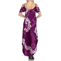 Mokihana Maile and Ilima Leis Summer Maxi Dress Akala Hawaiian Tapa Quilt Pattern - Polynesian Pride