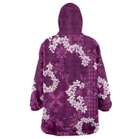 Mokihana Maile and Ilima Leis Wearable Blanket Hoodie Akala Hawaiian Tapa Quilt Pattern - Polynesian Pride