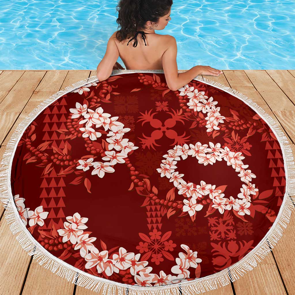 Mokihana Maile and Ilima Leis Beach Blanket Ulaʻula Hawaiian Tapa Quilt Pattern - Polynesian Pride