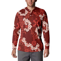 Mokihana Maile and Ilima Leis Button Sweatshirt Ulaʻula Hawaiian Tapa Quilt Pattern - Polynesian Pride