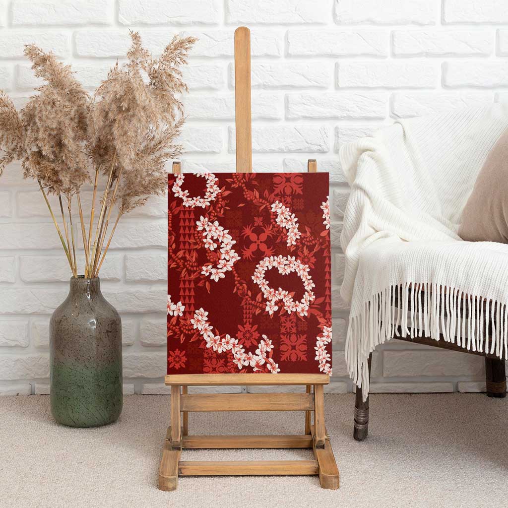 Mokihana Maile and Ilima Leis Canvas Wall Art Ulaʻula Hawaiian Tapa Quilt Pattern - Polynesian Pride