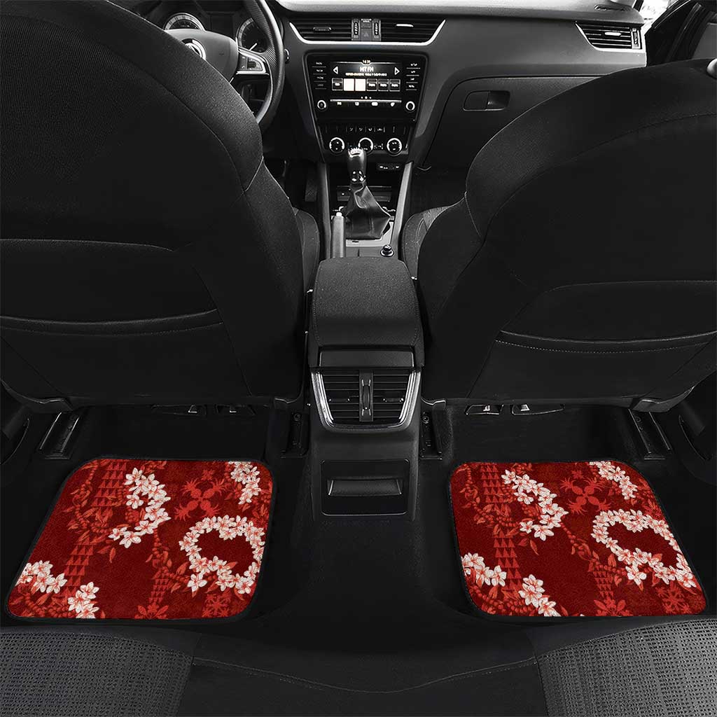 Mokihana Maile and Ilima Leis Car Mats Ulaʻula Hawaiian Tapa Quilt Pattern - Polynesian Pride