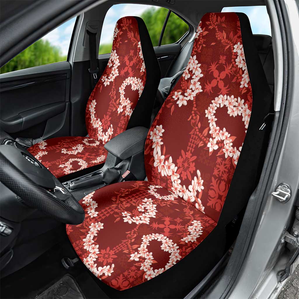 Mokihana Maile and Ilima Leis Car Seat Cover Ulaʻula Hawaiian Tapa Quilt Pattern - Polynesian Pride
