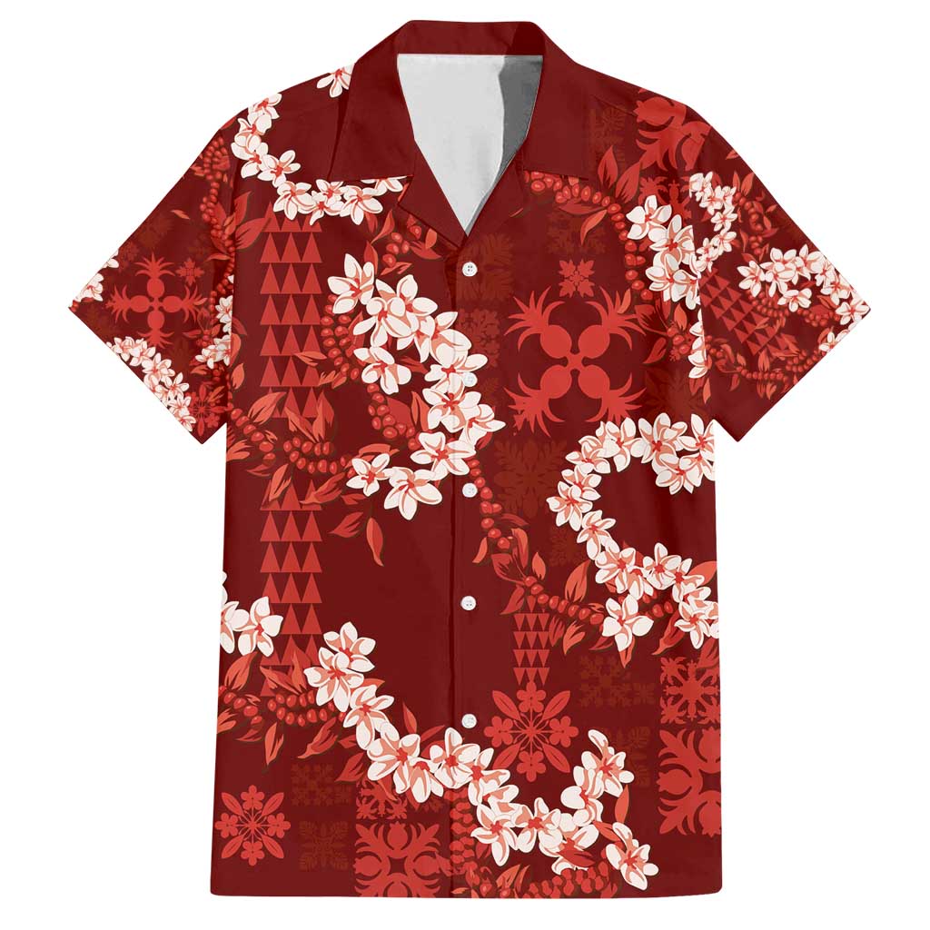 Mokihana Maile and Ilima Leis Family Matching Long Sleeve Bodycon Dress and Hawaiian Shirt Ulaʻula Hawaiian Tapa Quilt Pattern - Polynesian Pride