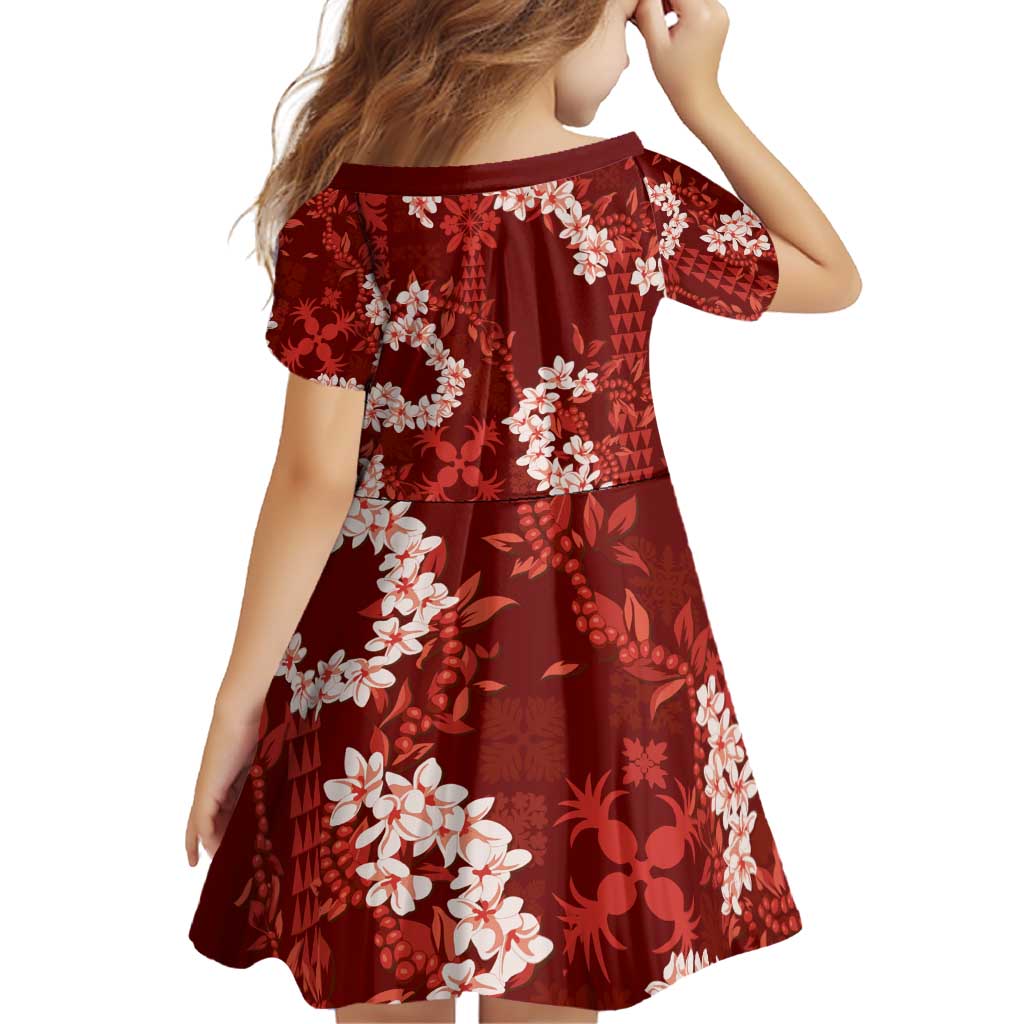 Mokihana Maile and Ilima Leis Family Matching Off Shoulder Short Dress and Hawaiian Shirt Ulaʻula Hawaiian Tapa Quilt Pattern - Polynesian Pride