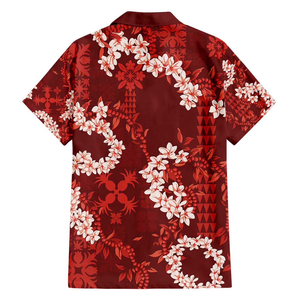 Mokihana Maile and Ilima Leis Family Matching Off Shoulder Short Dress and Hawaiian Shirt Ulaʻula Hawaiian Tapa Quilt Pattern - Polynesian Pride