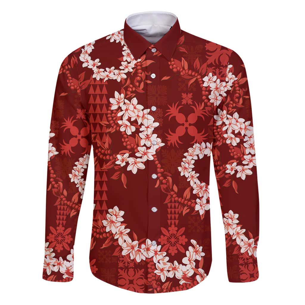 Mokihana Maile and Ilima Leis Family Matching Puletasi and Hawaiian Shirt Ulaʻula Hawaiian Tapa Quilt Pattern - Polynesian Pride