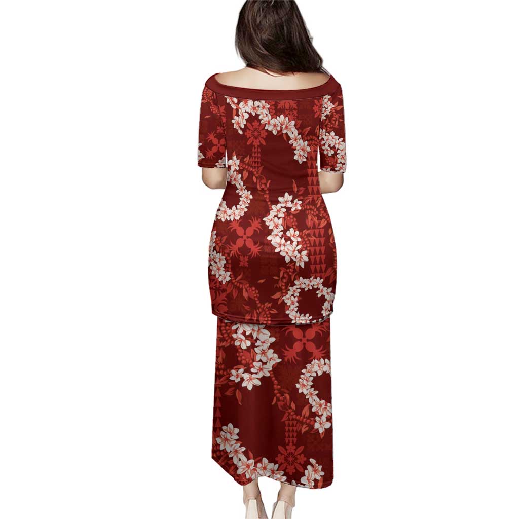 Mokihana Maile and Ilima Leis Family Matching Puletasi and Hawaiian Shirt Ulaʻula Hawaiian Tapa Quilt Pattern - Polynesian Pride