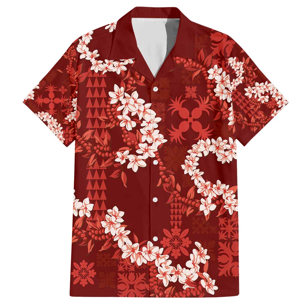 Mokihana Maile and Ilima Leis Hawaiian Shirt Ulaʻula Hawaiian Tapa Quilt Pattern - Polynesian Pride