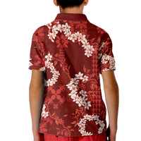Mokihana Maile and Ilima Leis Kid Polo Shirt Ulaʻula Hawaiian Tapa Quilt Pattern - Polynesian Pride