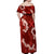 Mokihana Maile and Ilima Leis Off Shoulder Maxi Dress Ulaʻula Hawaiian Tapa Quilt Pattern - Polynesian Pride