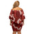 Mokihana Maile and Ilima Leis Off Shoulder Short Dress Ulaʻula Hawaiian Tapa Quilt Pattern - Polynesian Pride