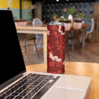 Mokihana Maile and Ilima Leis Skinny Tumbler Ulaʻula Hawaiian Tapa Quilt Pattern - Polynesian Pride