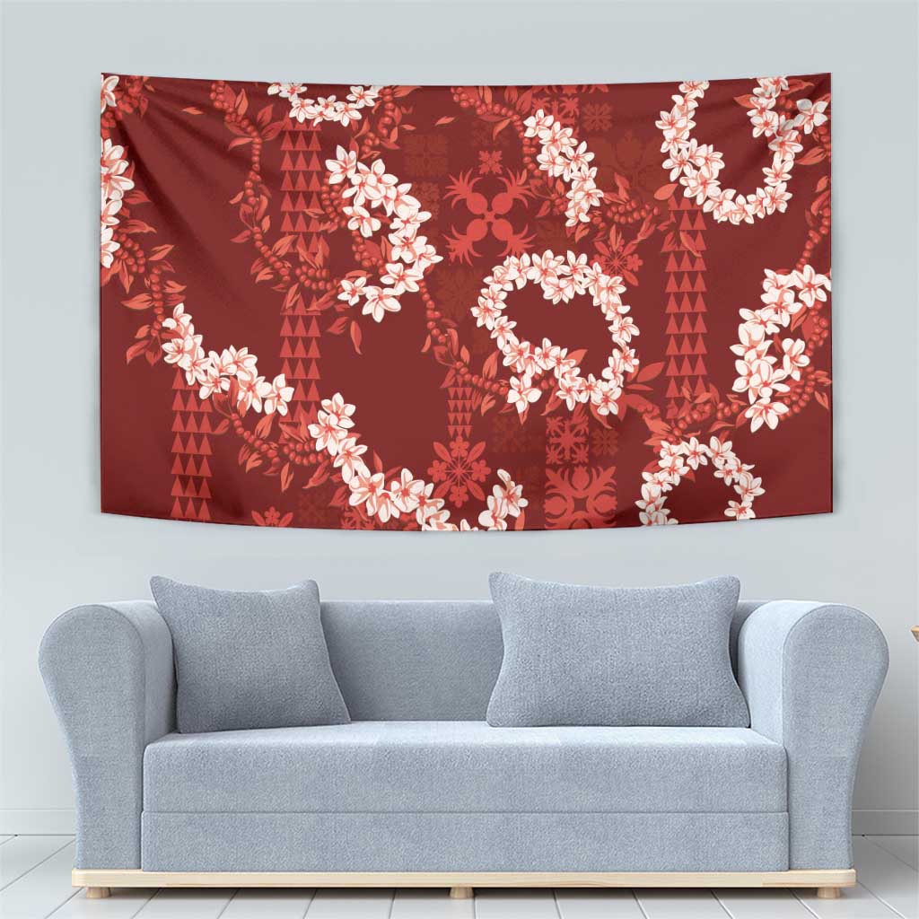 Mokihana Maile and Ilima Leis Tapestry Ulaʻula Hawaiian Tapa Quilt Pattern - Polynesian Pride