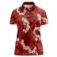 Mokihana Maile and Ilima Leis Women Polo Shirt Ulaʻula Hawaiian Tapa Quilt Pattern - Polynesian Pride