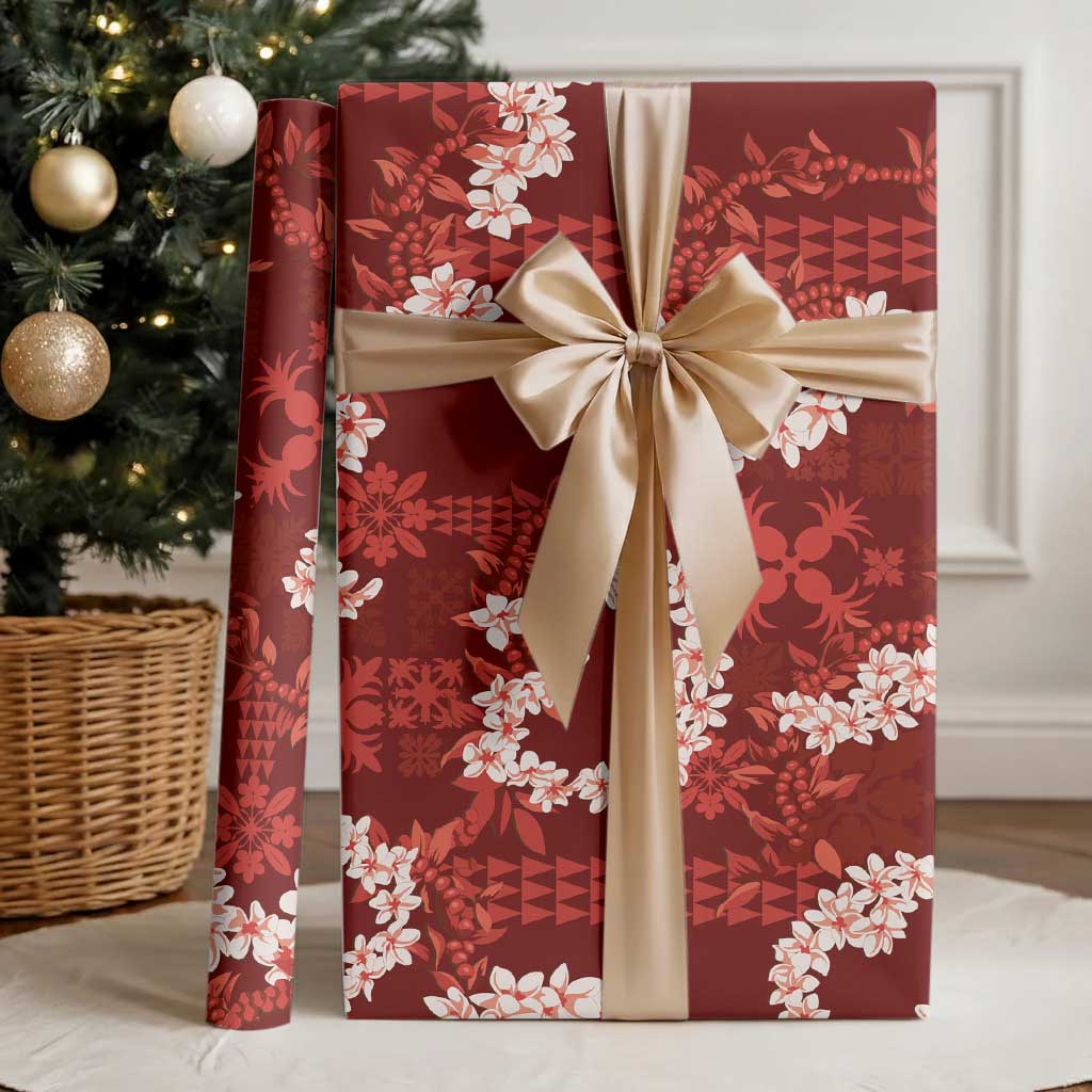 Mokihana Maile and Ilima Leis Wrapping Paper Ulaʻula Hawaiian Tapa Quilt Pattern - Polynesian Pride