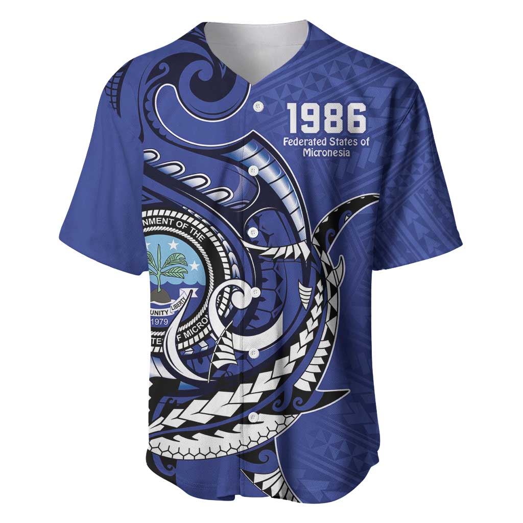 Personalized FSM 1986 Independence Day Baseball Jersey Polynesian Shark Tattoo Style