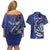 Personalized FSM 1986 Independence Day Couples Matching Off Shoulder Short Dress and Hawaiian Shirt Polynesian Shark Tattoo Style