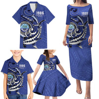 Personalized FSM 1986 Independence Day Family Matching Puletasi and Hawaiian Shirt Polynesian Shark Tattoo Style LT9 - Polynesian Pride