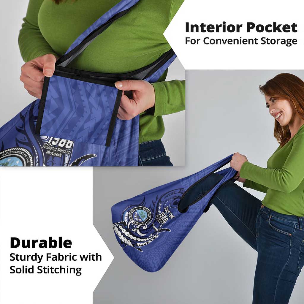 Personalized FSM 1986 Independence Day Grocery Bag Polynesian Shark Tattoo Style